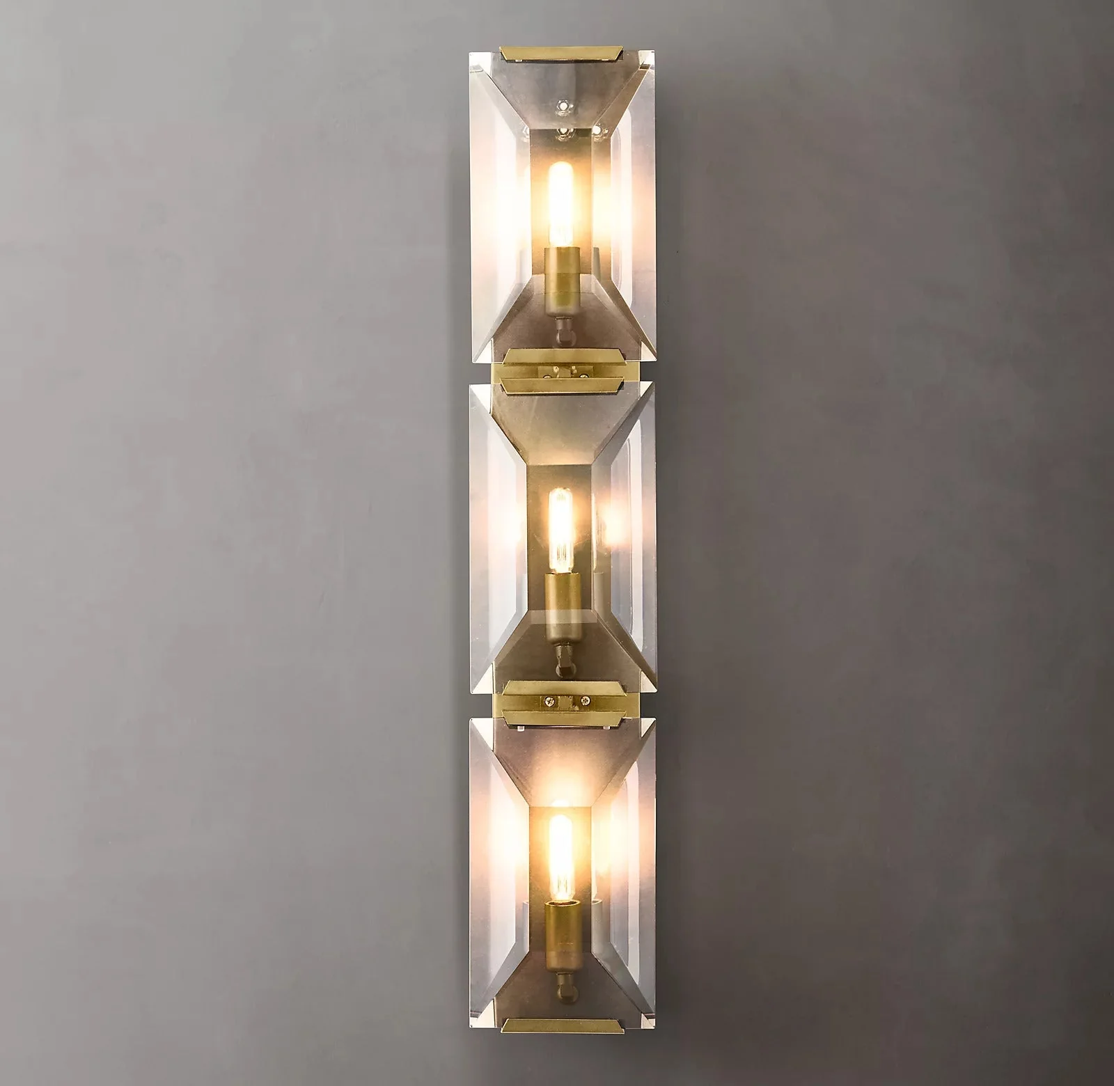 Halow Faceted Crystal Triple Wall Sconce