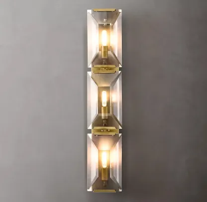 Halow Faceted Crystal Triple Wall Sconce