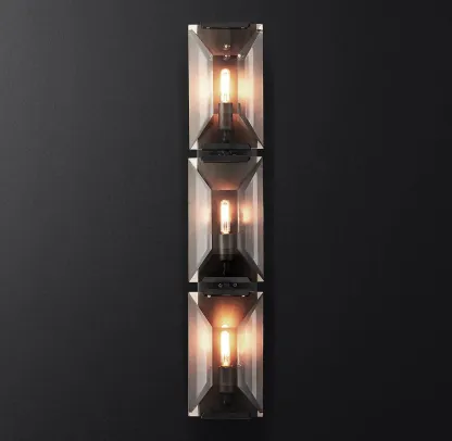Halow Faceted Crystal Triple Wall Sconce