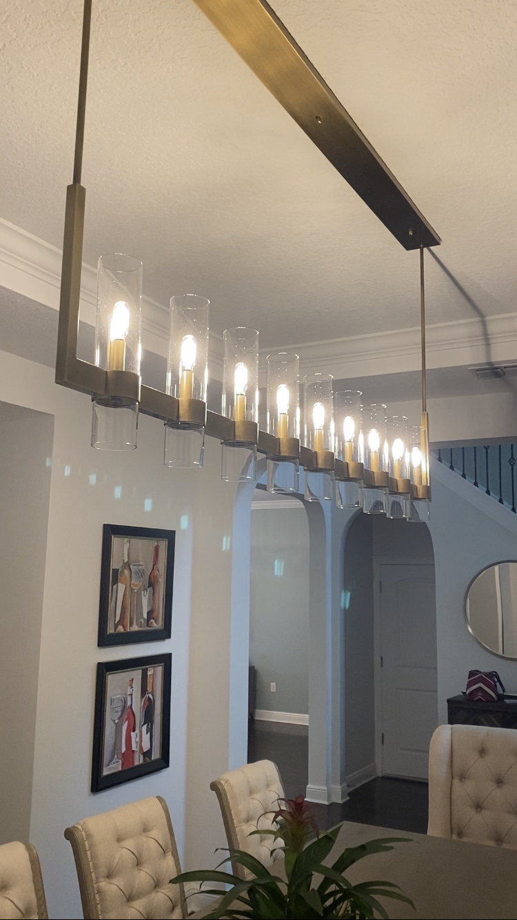 Revella Glass Cup Linear Chandelier 71"