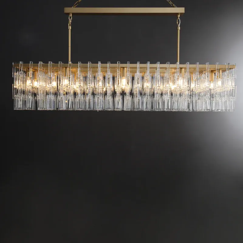 Marigold 1-Tier Crystal Chain Rectangular Chandelier 60"