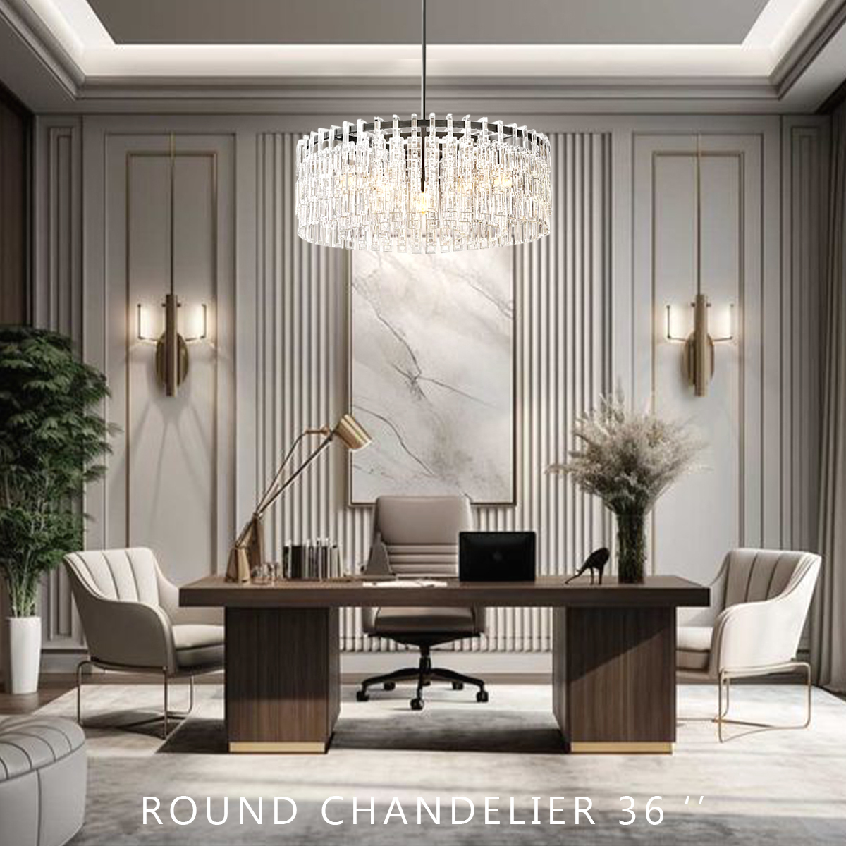 Marigold Multi-Tier Crystal Chain Round Chandelier 36"