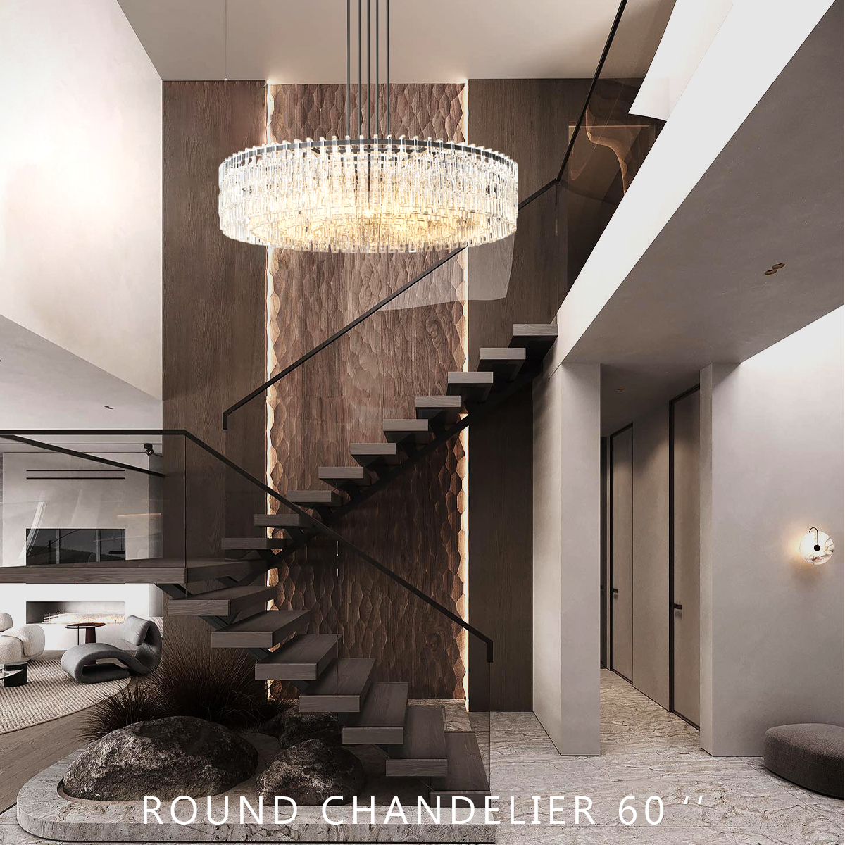 Marigold Multi-Tier Crystal Chain Round Chandelier 60"