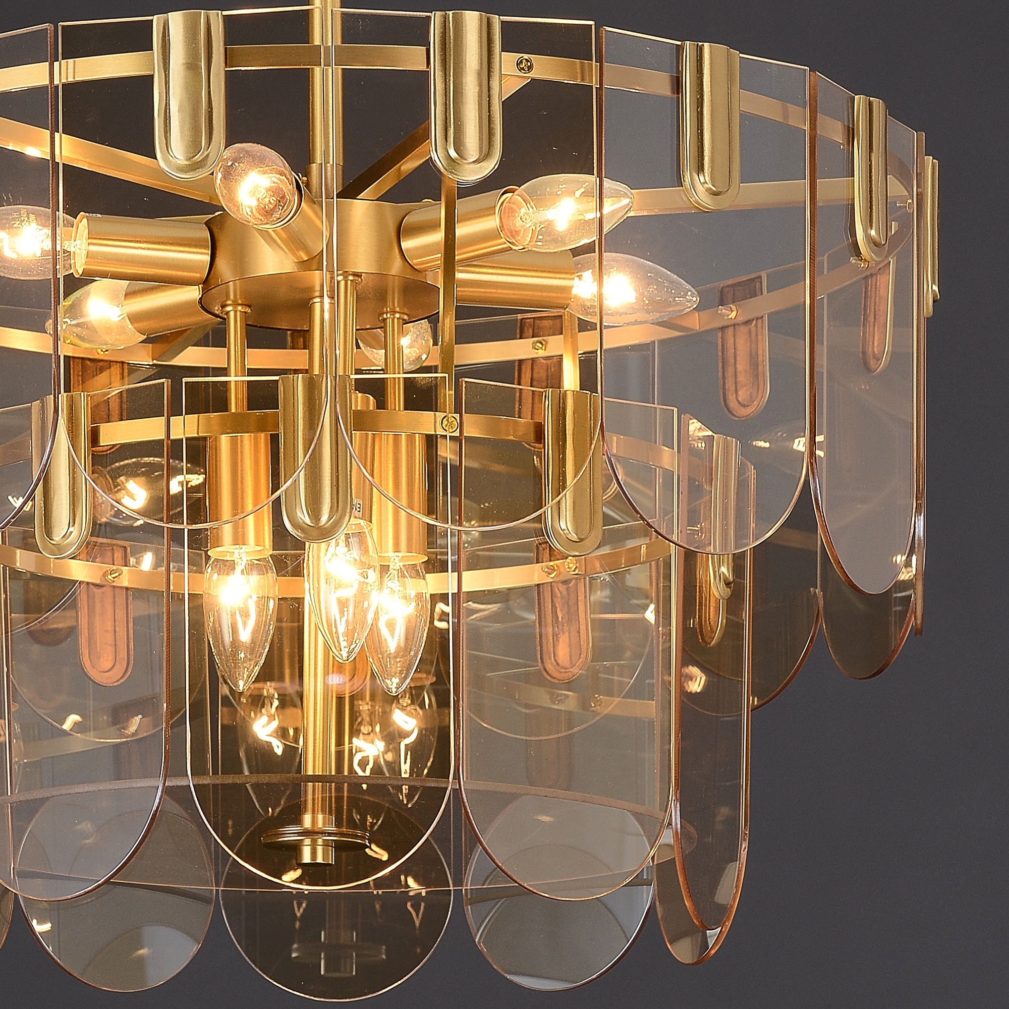 Evale Brass Glass Chandelier