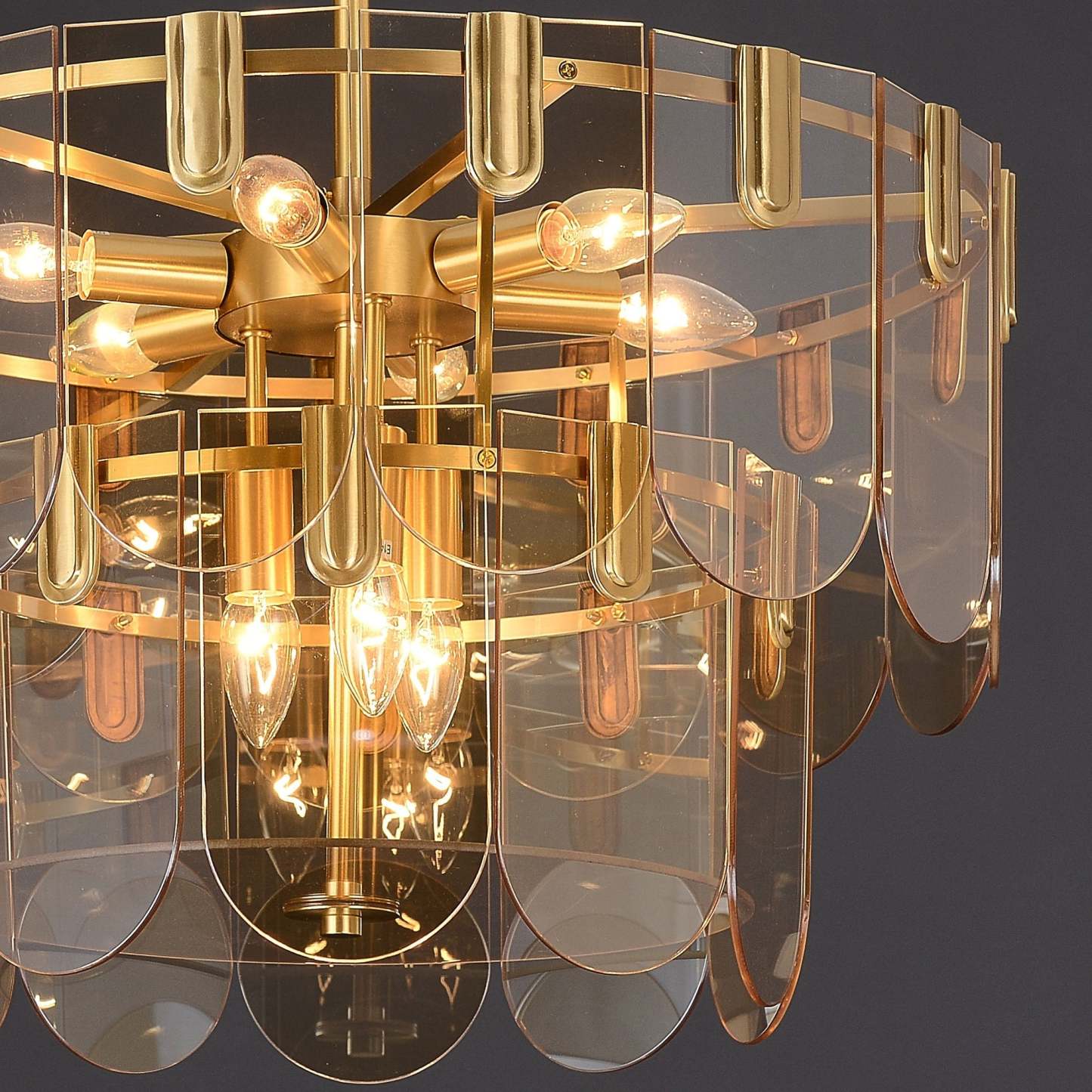Evale Brass Glass Chandelier