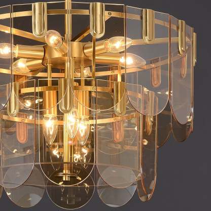 Evale Brass Glass Chandelier