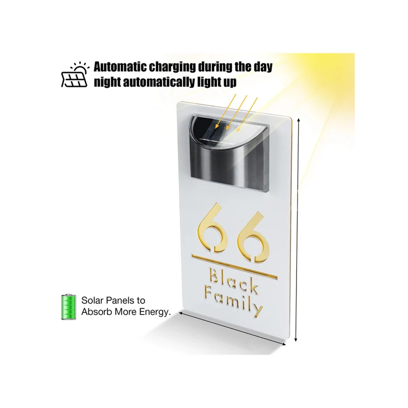 White Custom Solar Laser Cut House Sign | Rectangle