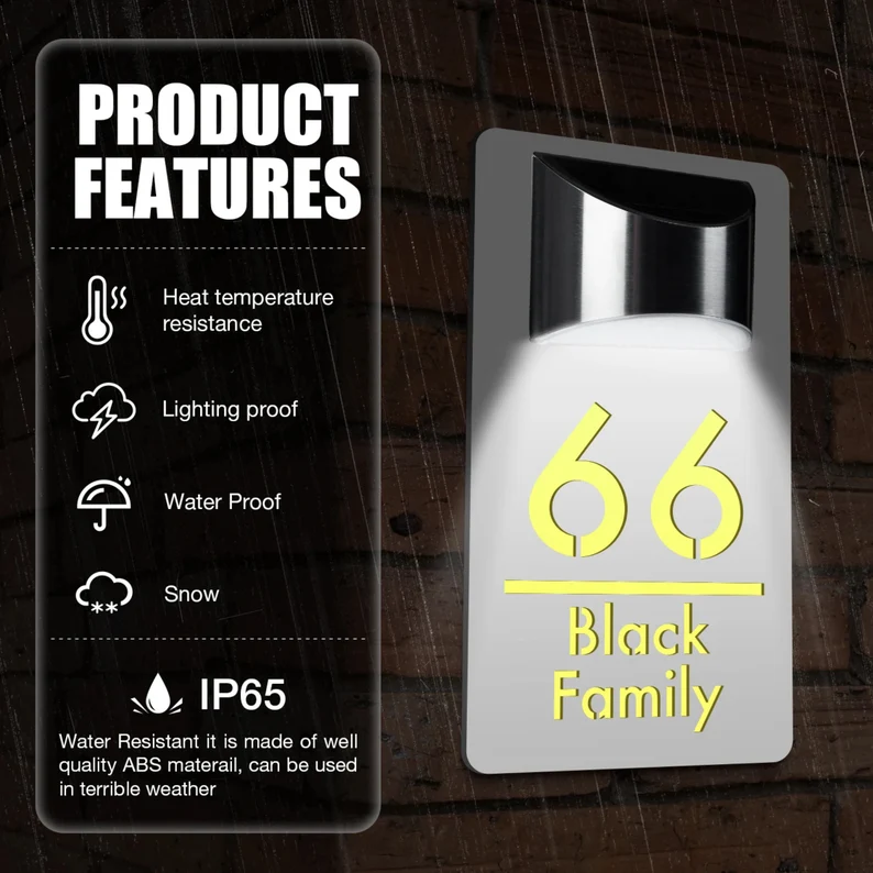 White Custom Solar Laser Cut House Sign | Rectangle