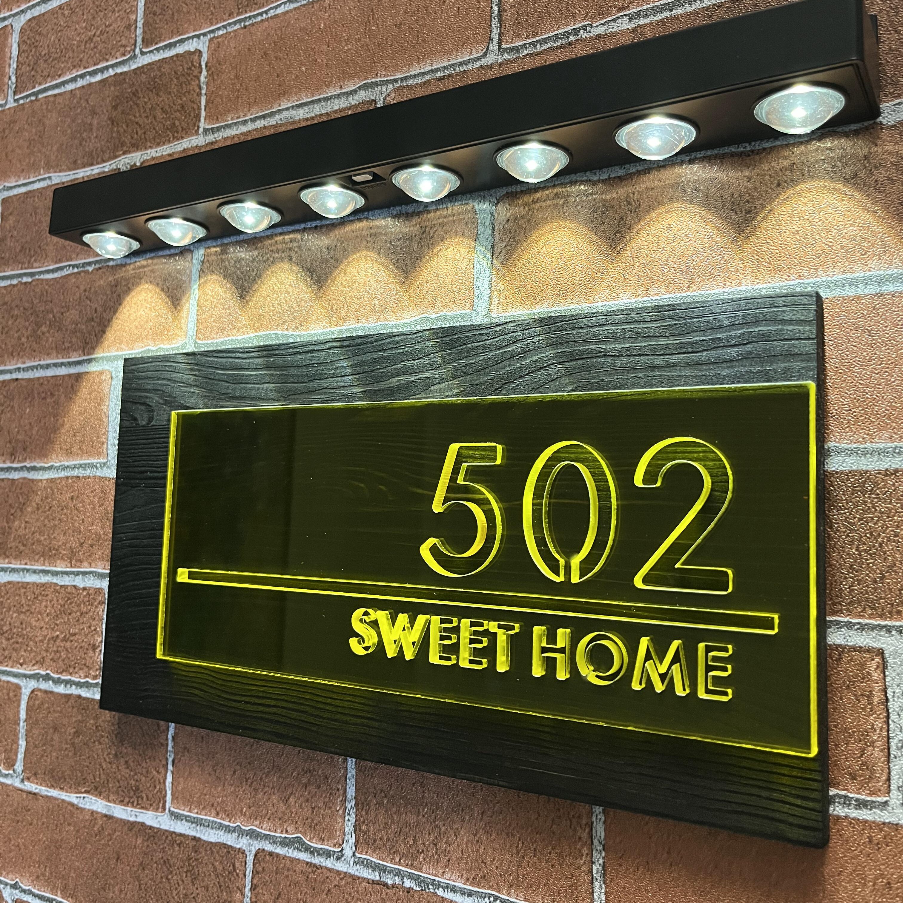 Acrylic solid wood solar hand-carved doorplate