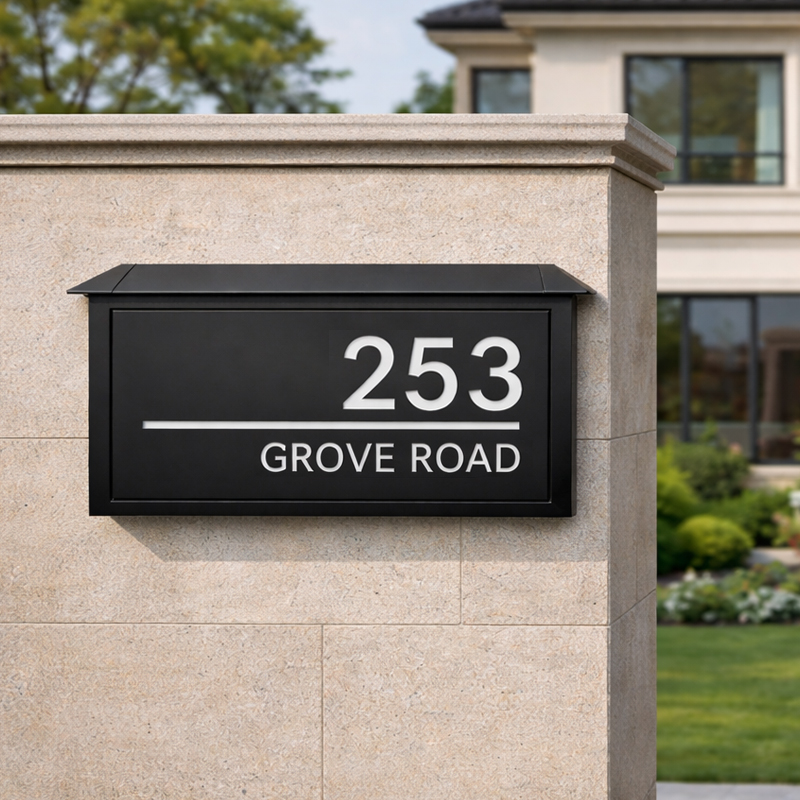 Custom Solar LED Backlit House Number Sign