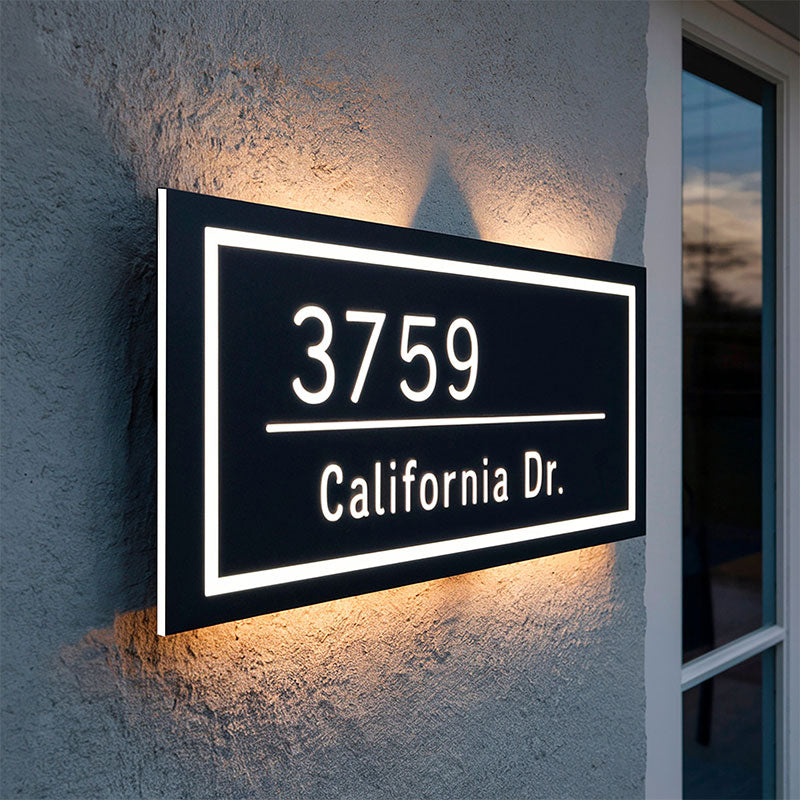 Personalized Metal House LED Number Plate