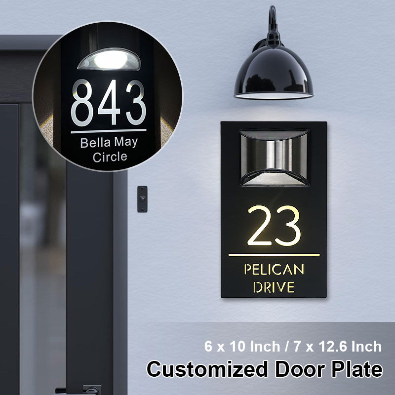 Personalized LED Solar House Number Sign