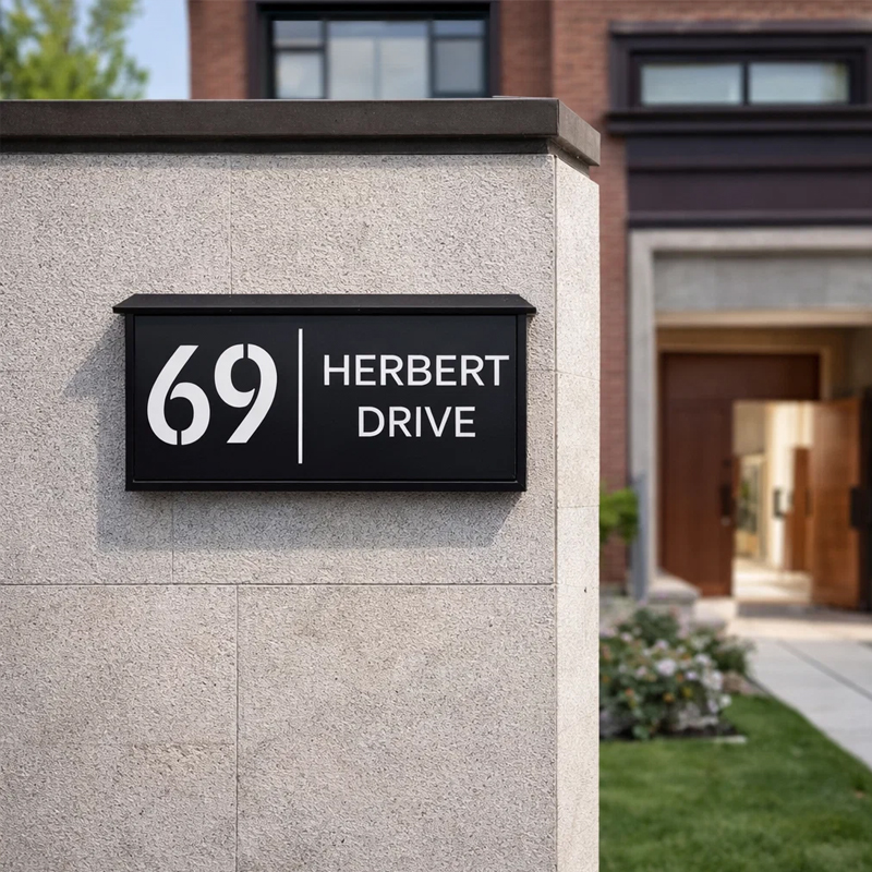 Custom Solar LED Backlit House Number Sign