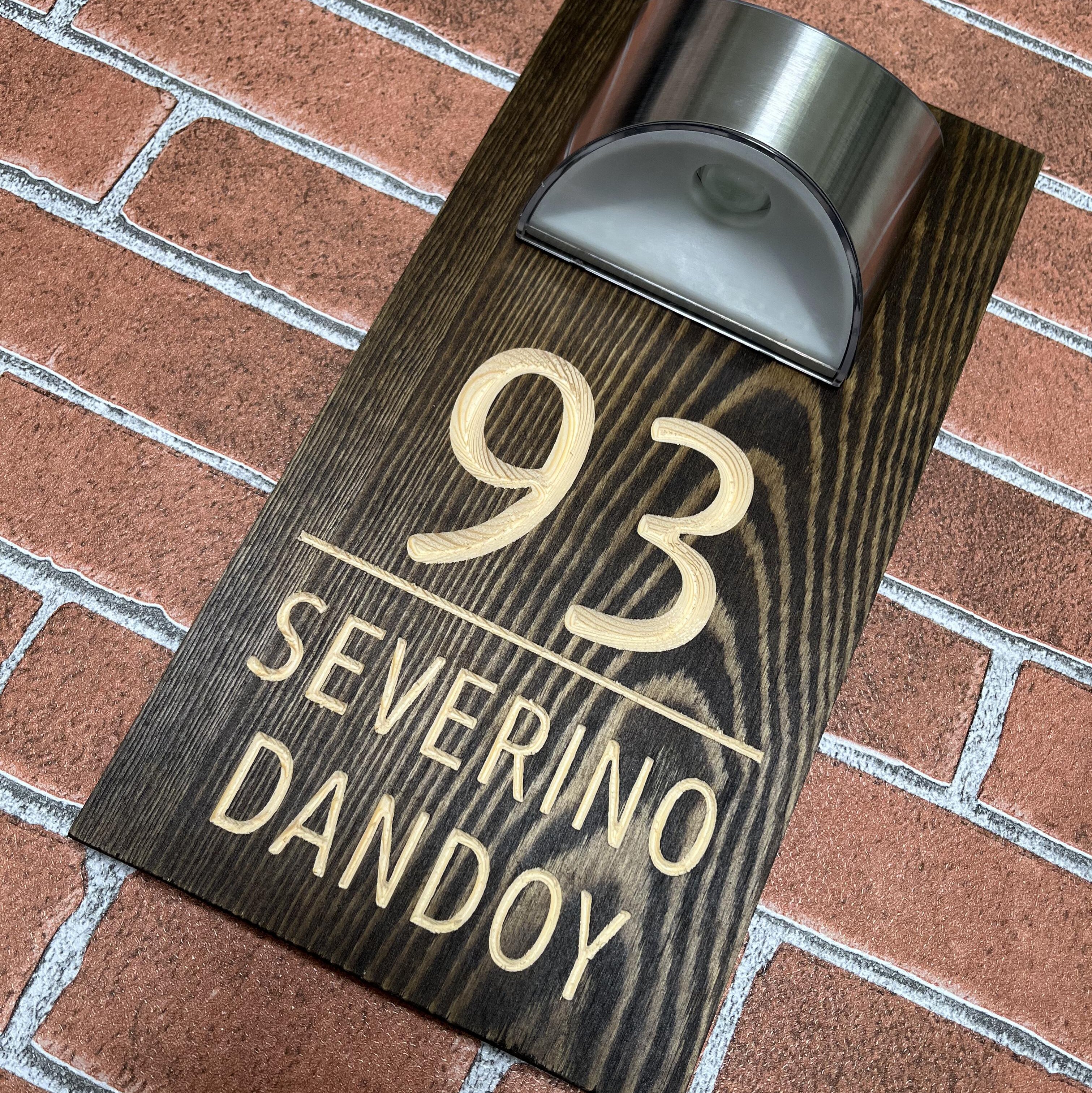 Custom Solar Solid Wood Engraved House Sign