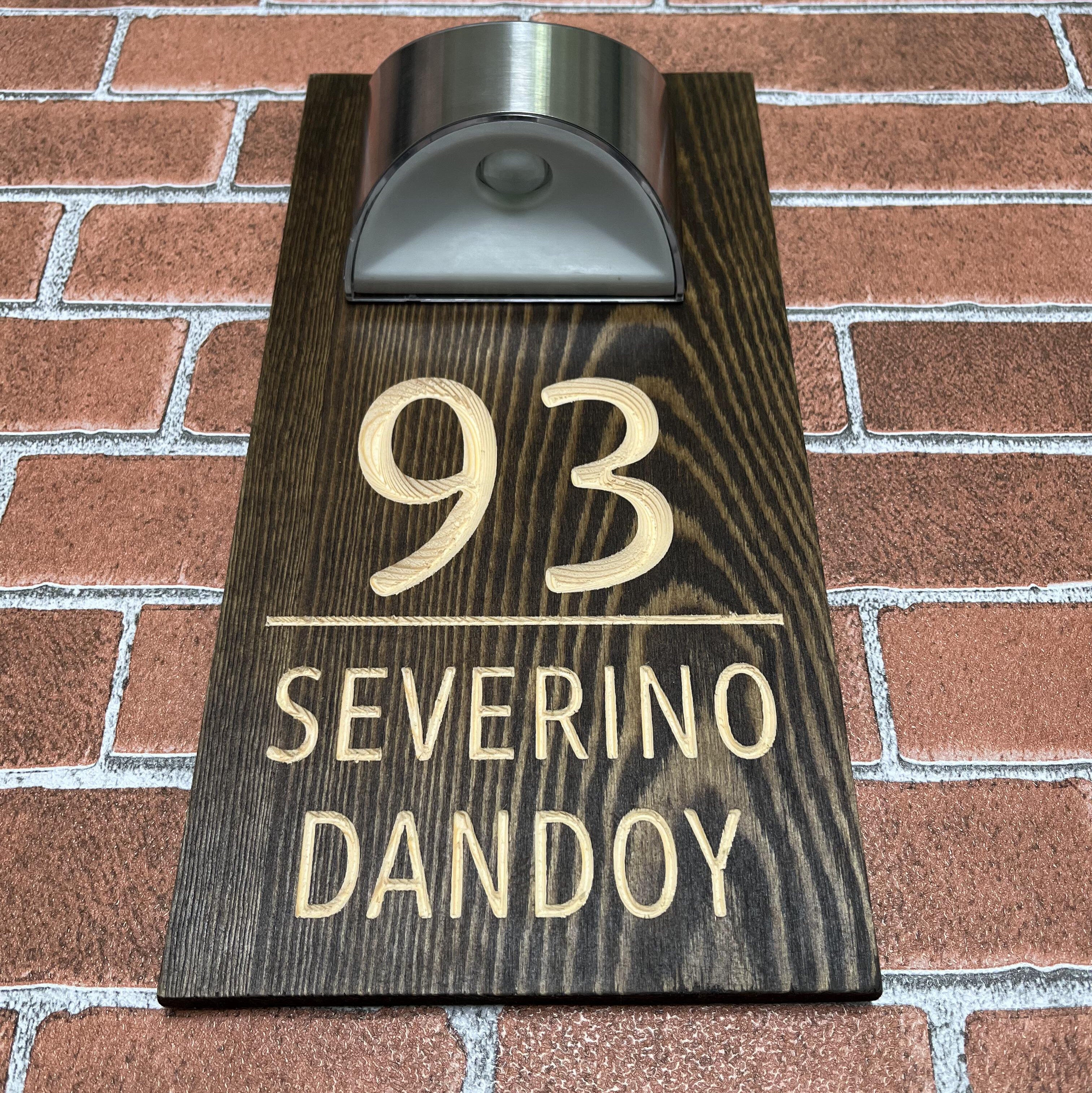 Custom Solar Solid Wood Engraved House Sign