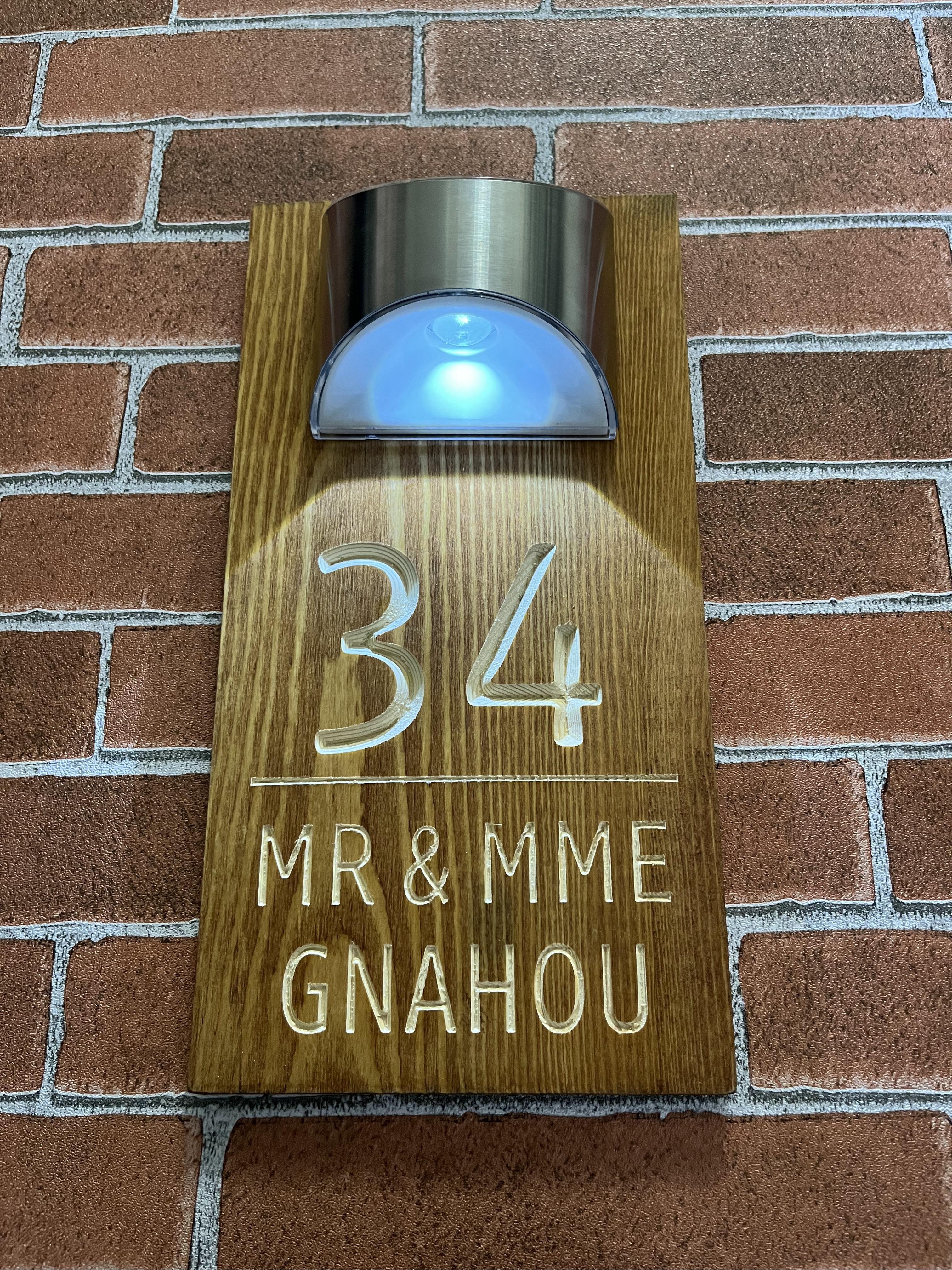 Custom Solar Solid Wood Engraved House Sign