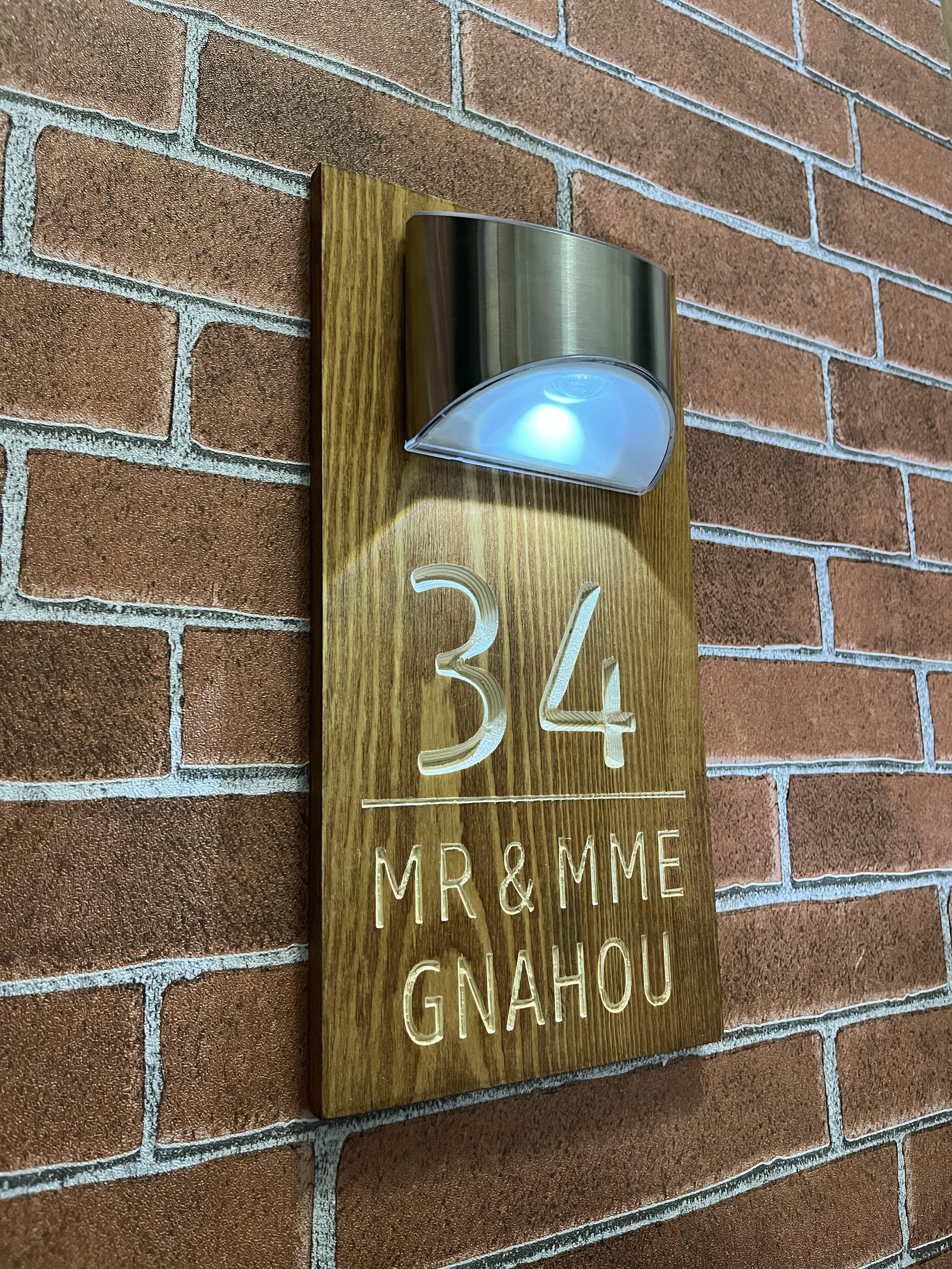 Custom Solar Solid Wood Engraved House Sign