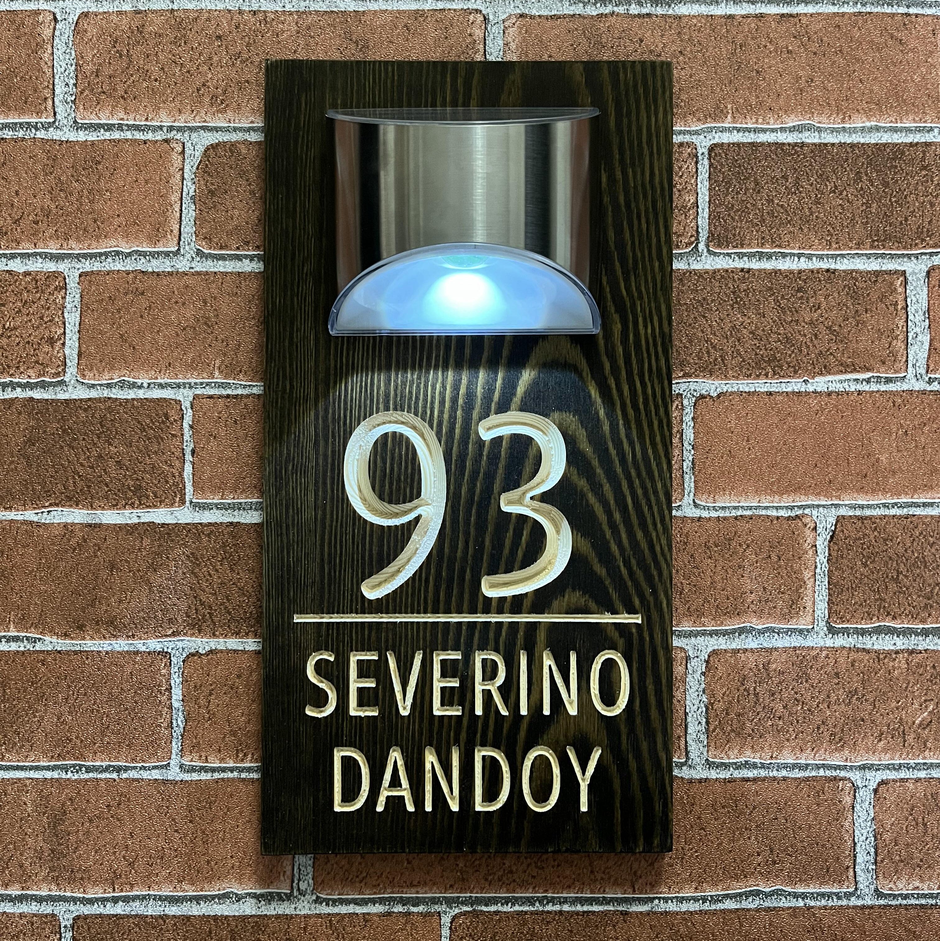 Custom Solar Solid Wood Engraved House Sign