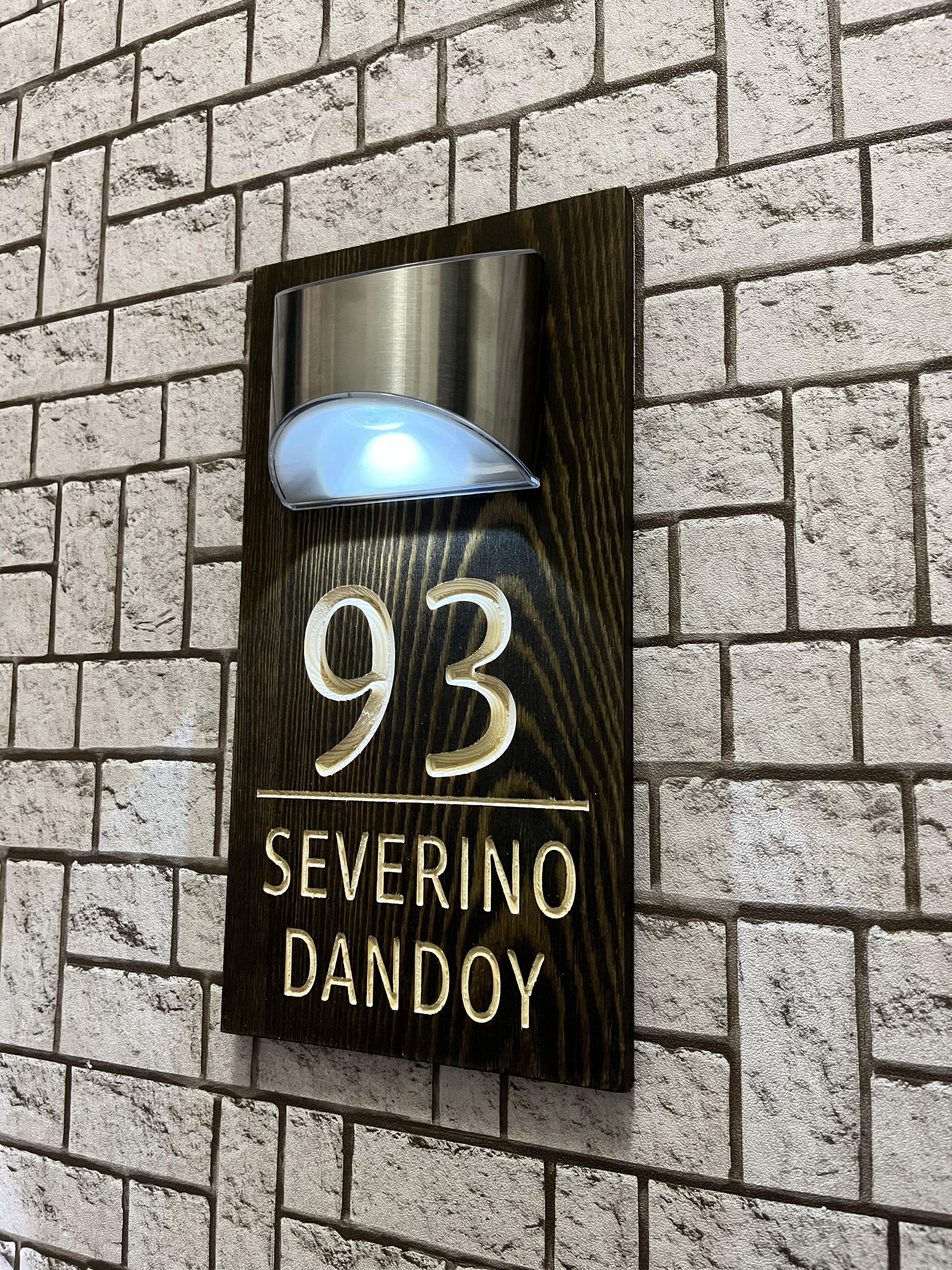 Custom Solar Solid Wood Engraved House Sign