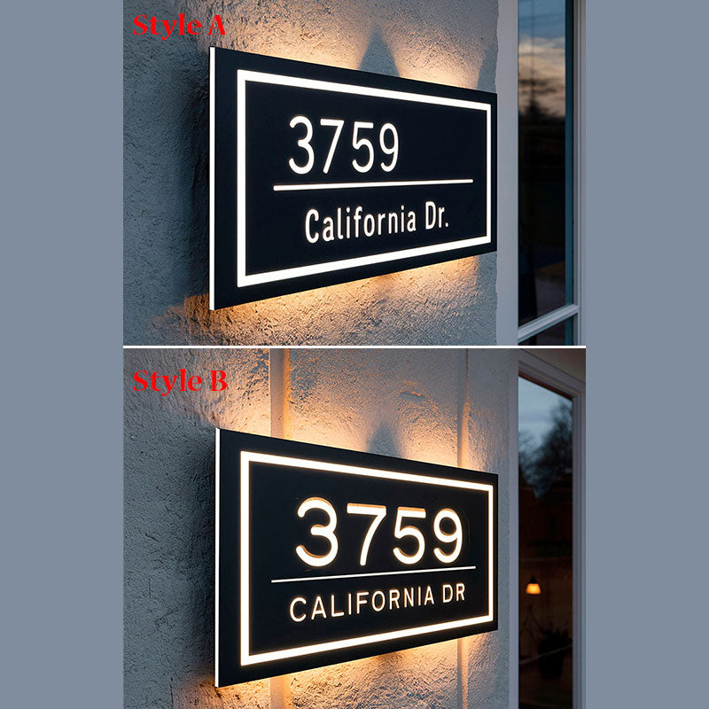 Personalized Metal House LED Number Plate