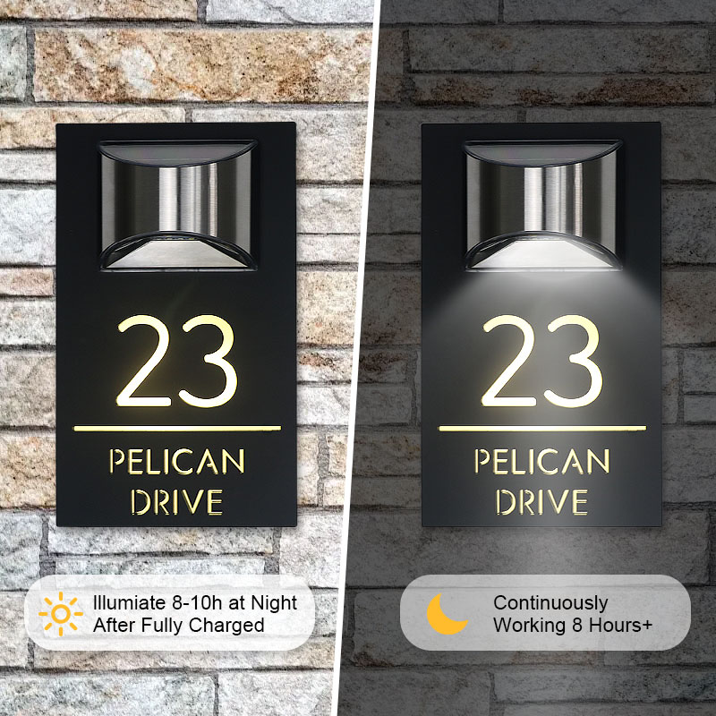 Personalized LED Solar House Number Sign