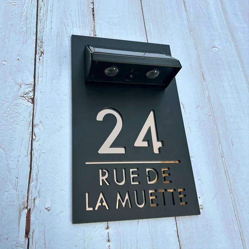 New Custom Solar Laser Cut House Sign | Ultra-Bright 100 Lumen LED