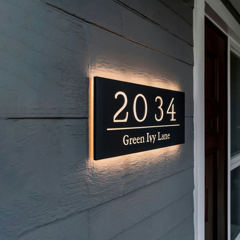 Personalized LED backlit address metal house number