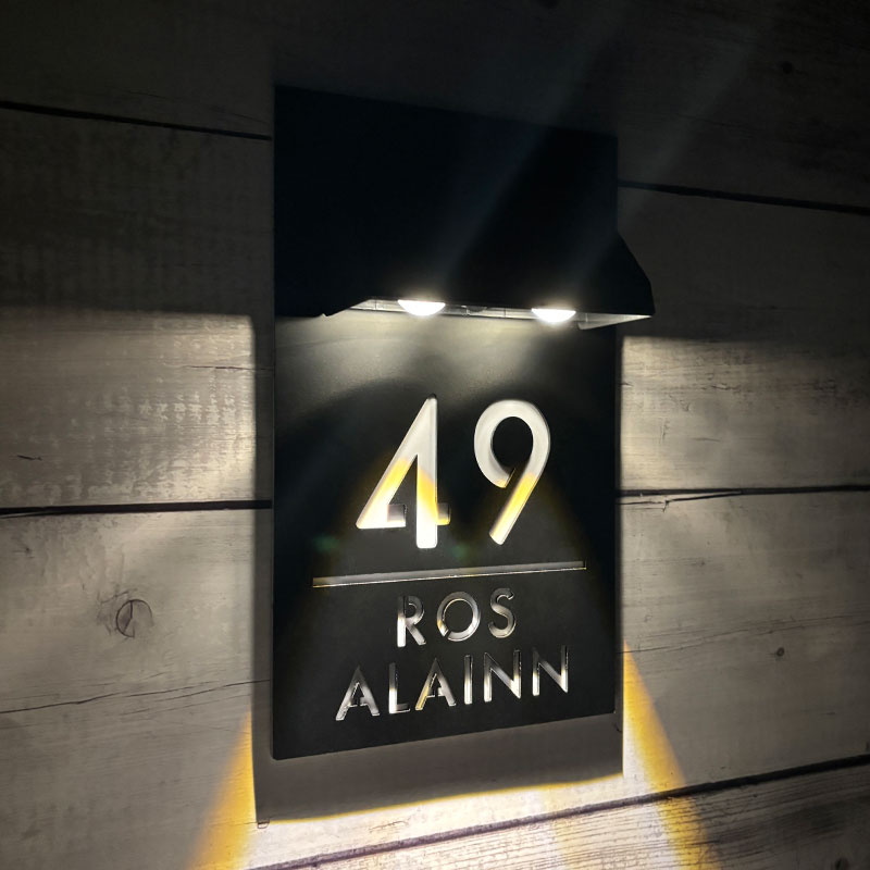 New Custom Solar Laser Cut House Sign | Ultra-Bright 100 Lumen LED