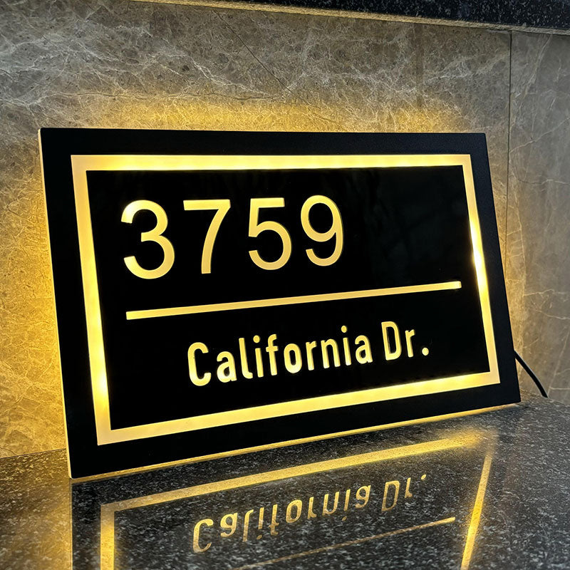 Personalized Metal House LED Number Plate