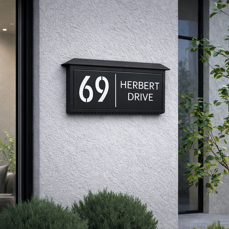 Custom Solar LED Backlit House Number Sign