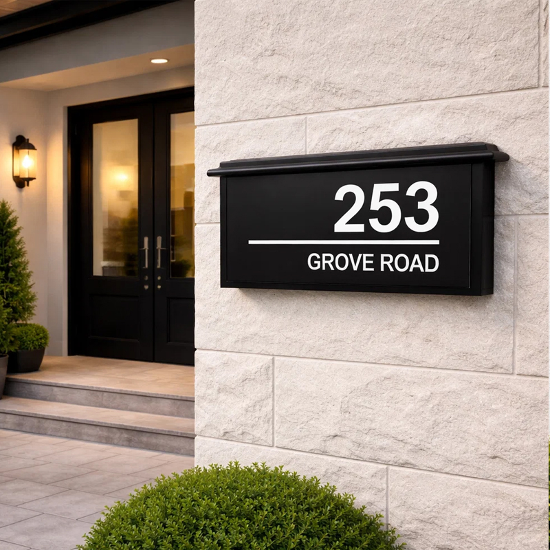 Custom Solar LED Backlit House Number Sign