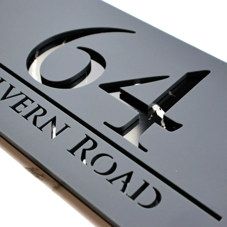 Custom house sign door address mirror plaque