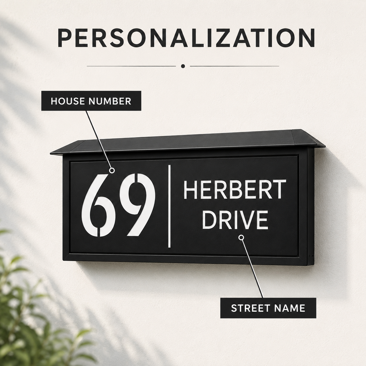 Custom Solar LED Backlit House Number Sign
