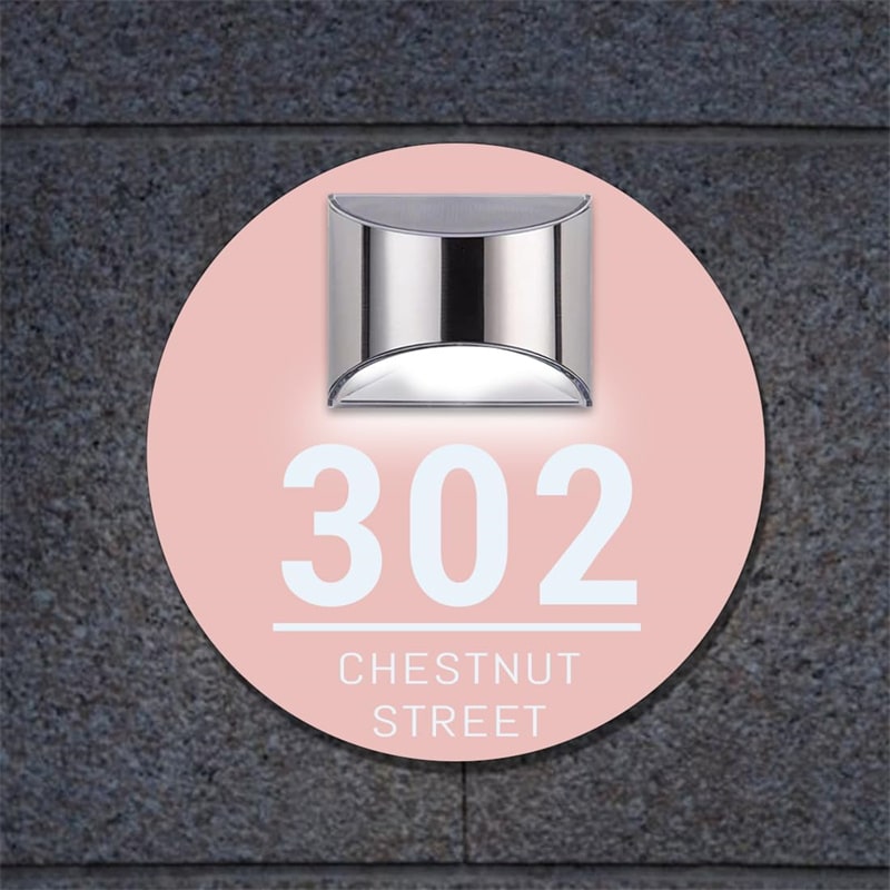 Custom Round illuminated solar door plaque