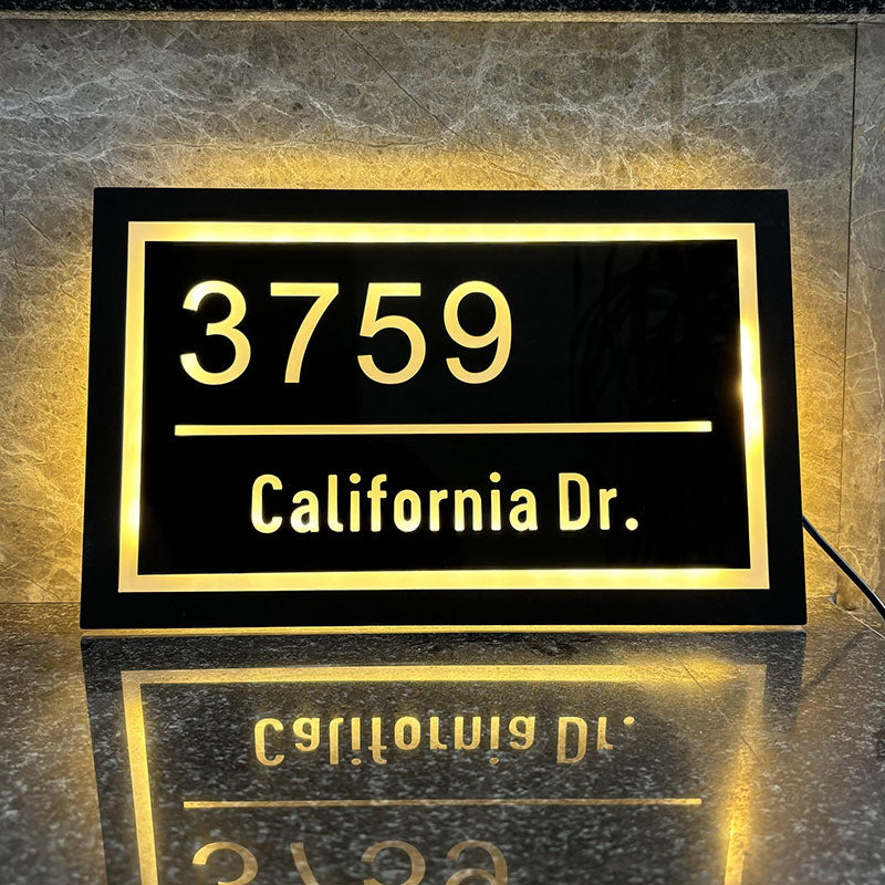 Personalized Metal House LED Number Plate