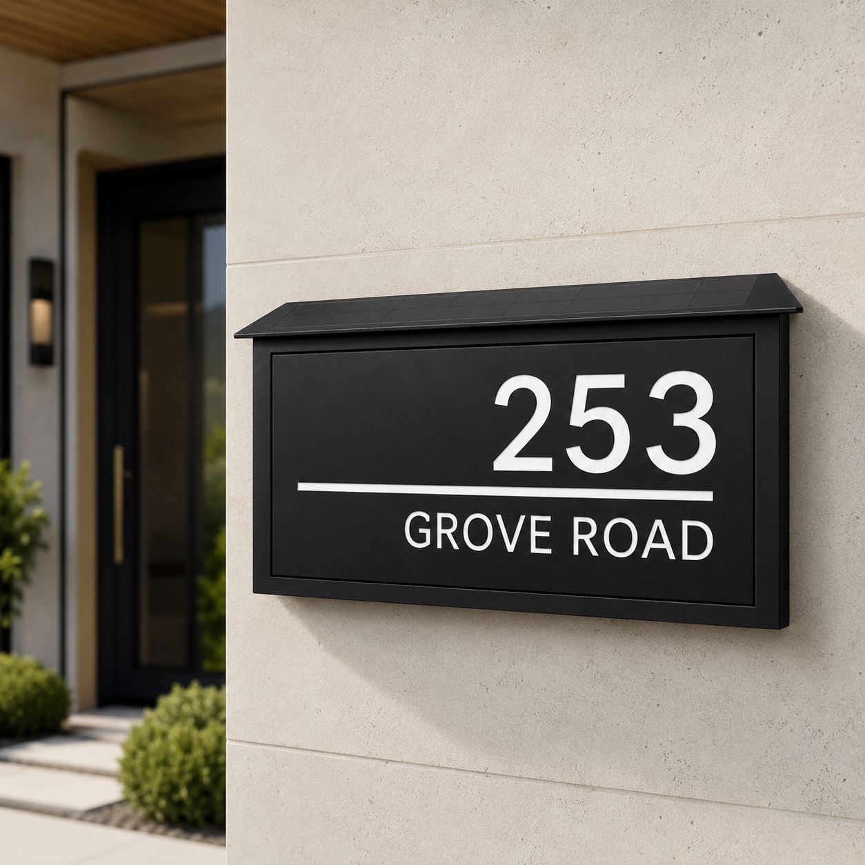 Custom Solar LED Backlit House Number Sign