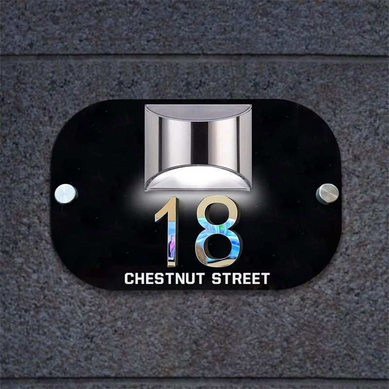 Personalized Solar 3D House Number Sign