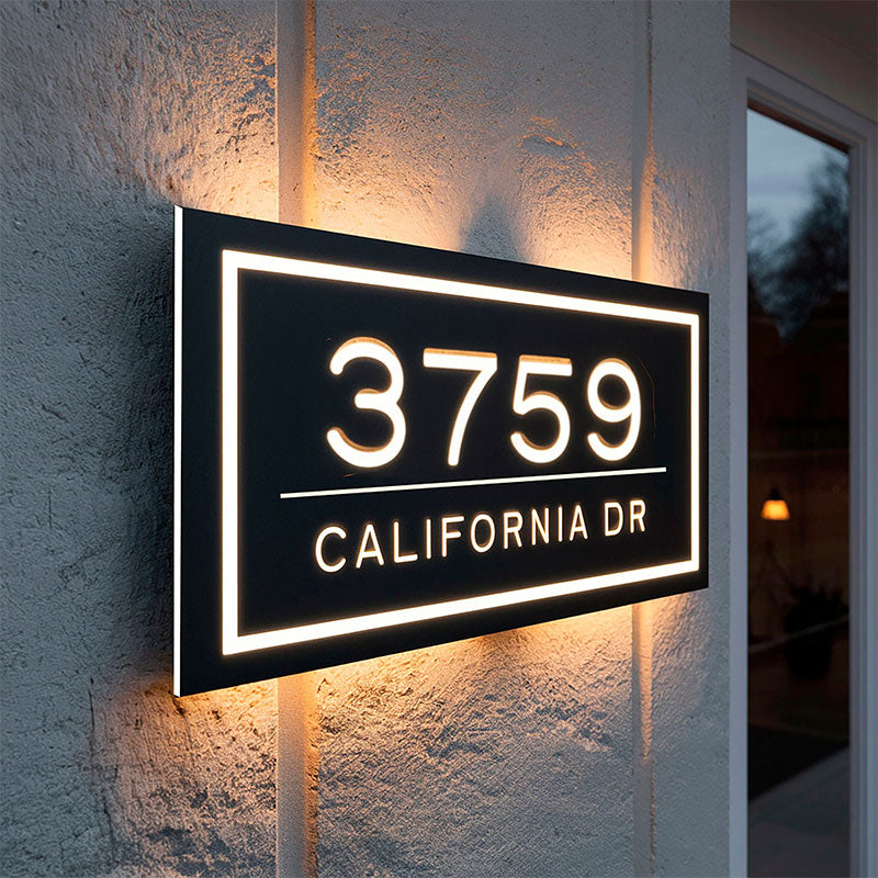 Personalized Metal House LED Number Plate