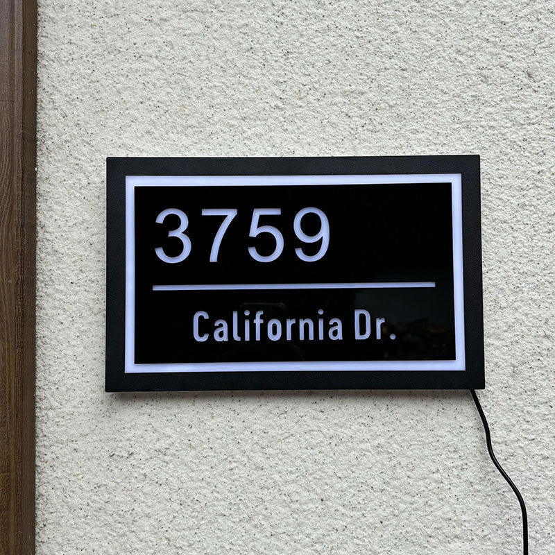 Personalized Metal House LED Number Plate