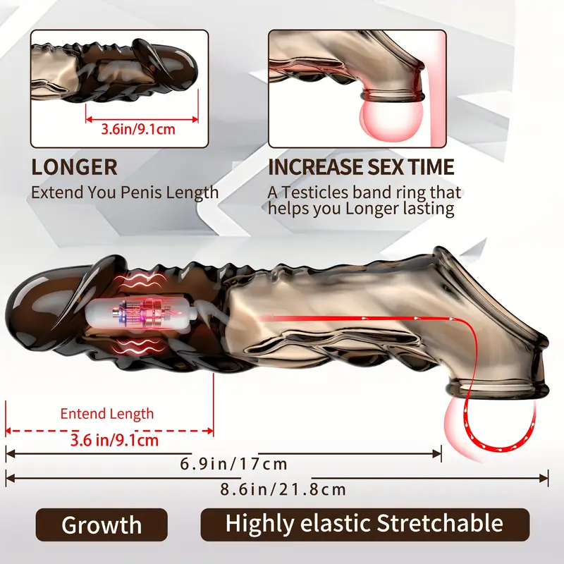 1pc vibrating penis sleeve with penis ring for male masturbate and couple sex supplies 3