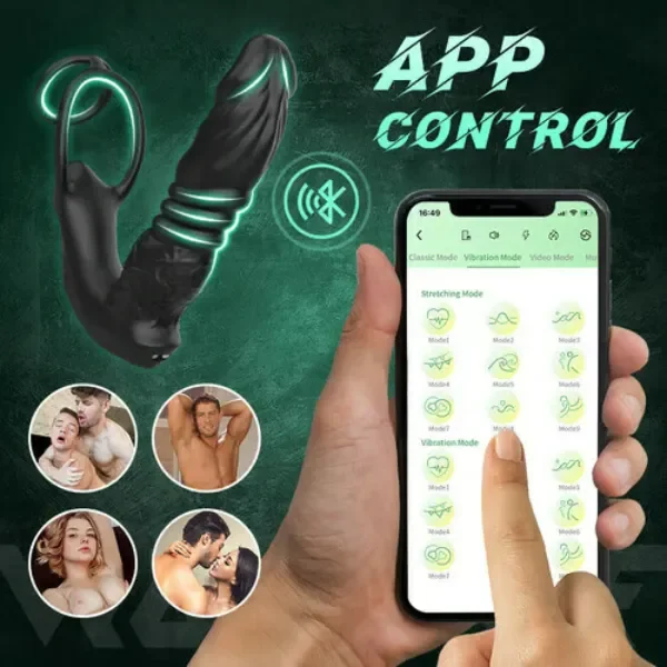 5-in-1 Thrusting Prostate Vibrator with Dual Cock Rings & APP Control 🔥