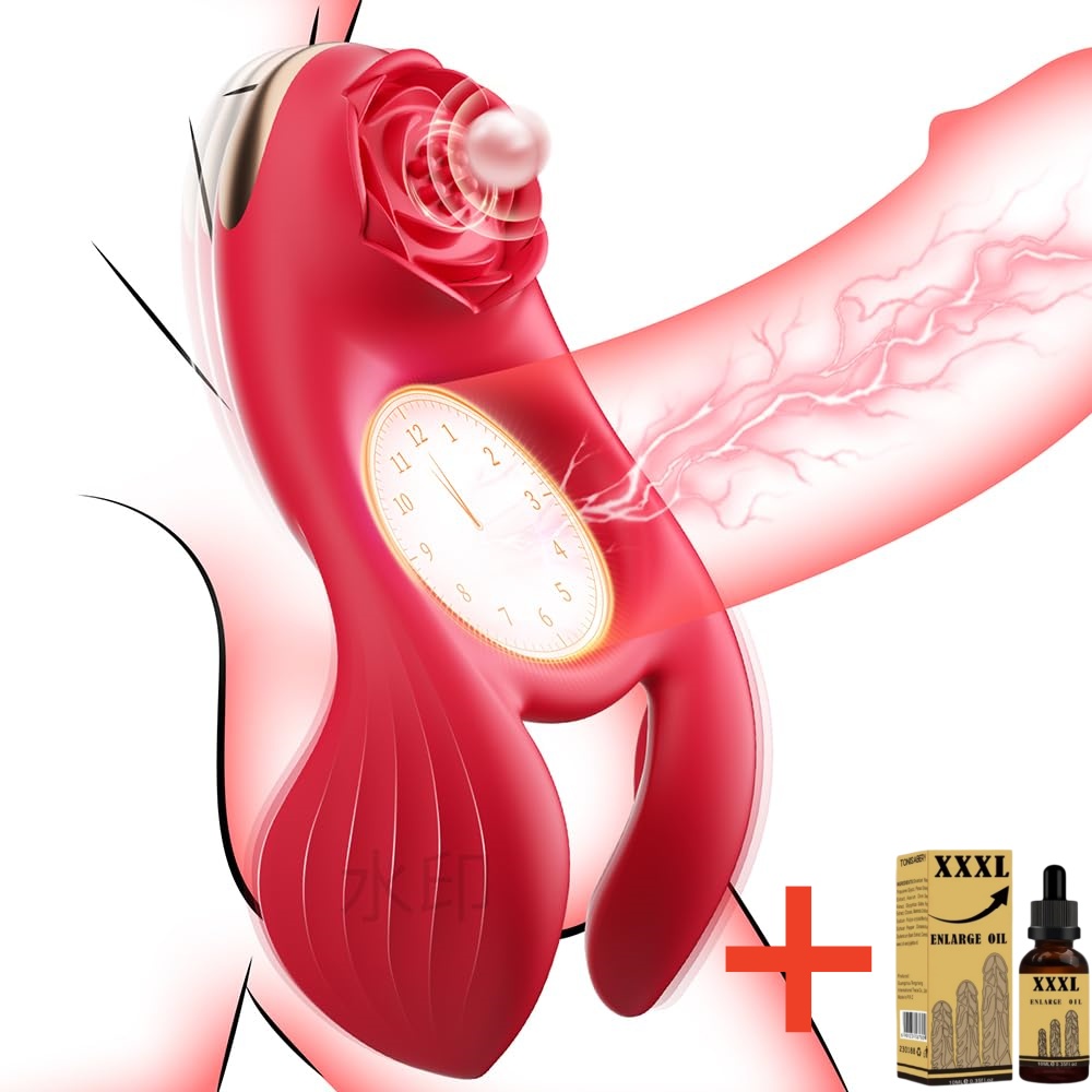 💥Vibrating cock ring, 🌹rose-shaped couple's toy