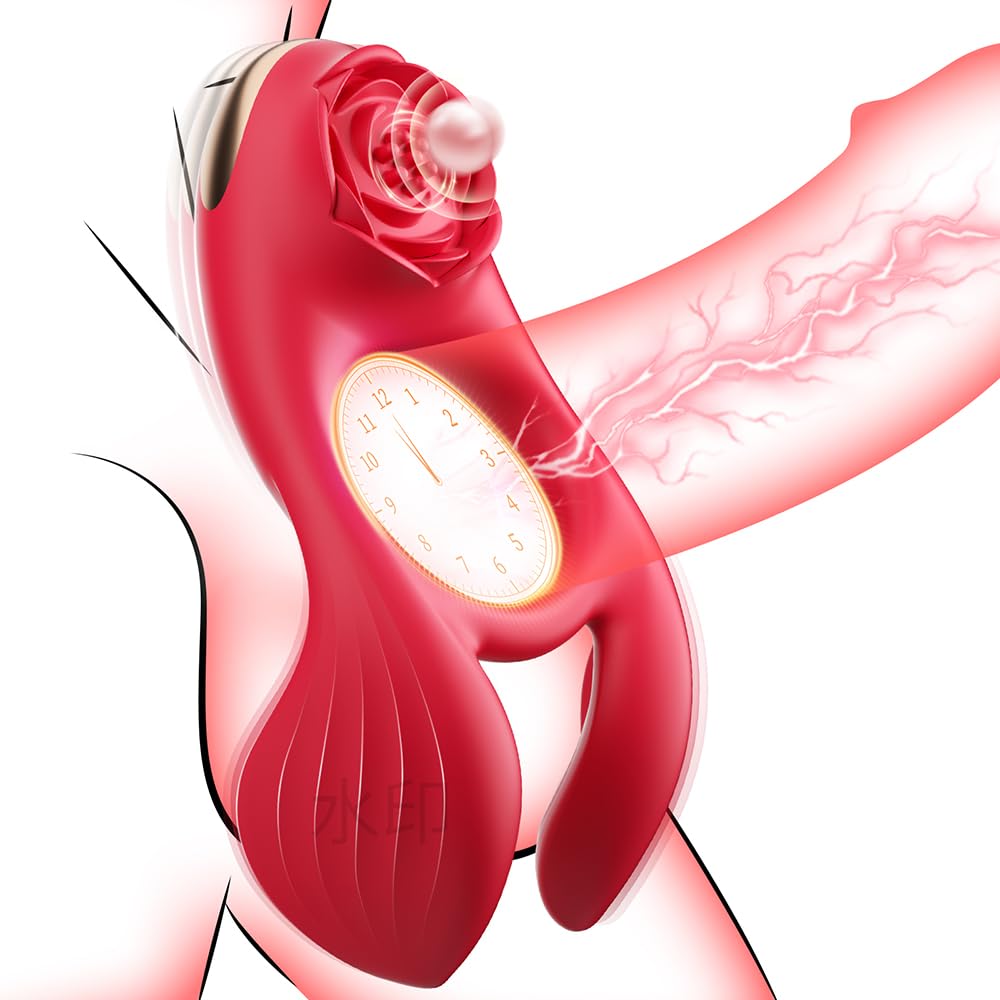 💥Vibrating cock ring, 🌹rose-shaped couple's toy