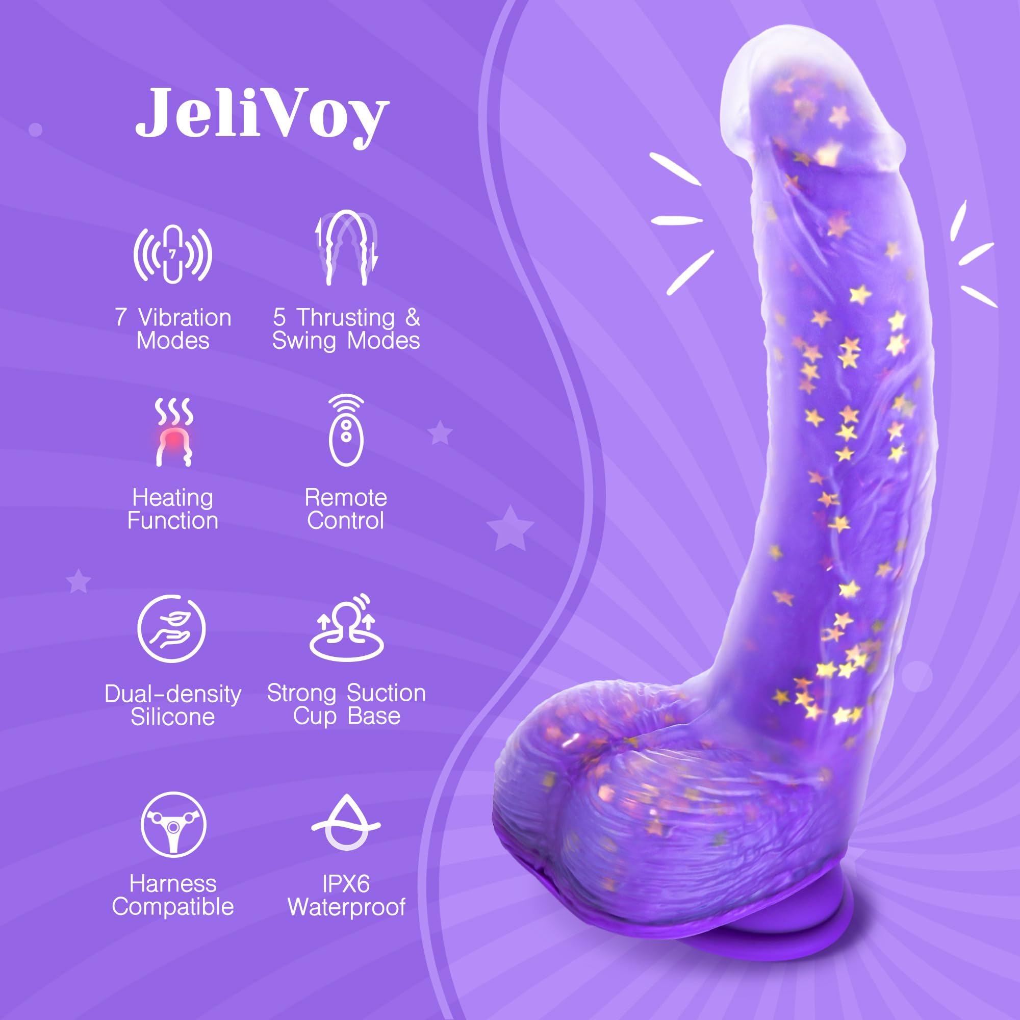 🔥Brand New Design🔥Fantasy Comes to Life with Amethyst Penis💜Thrust Heated Dildo Vibrator