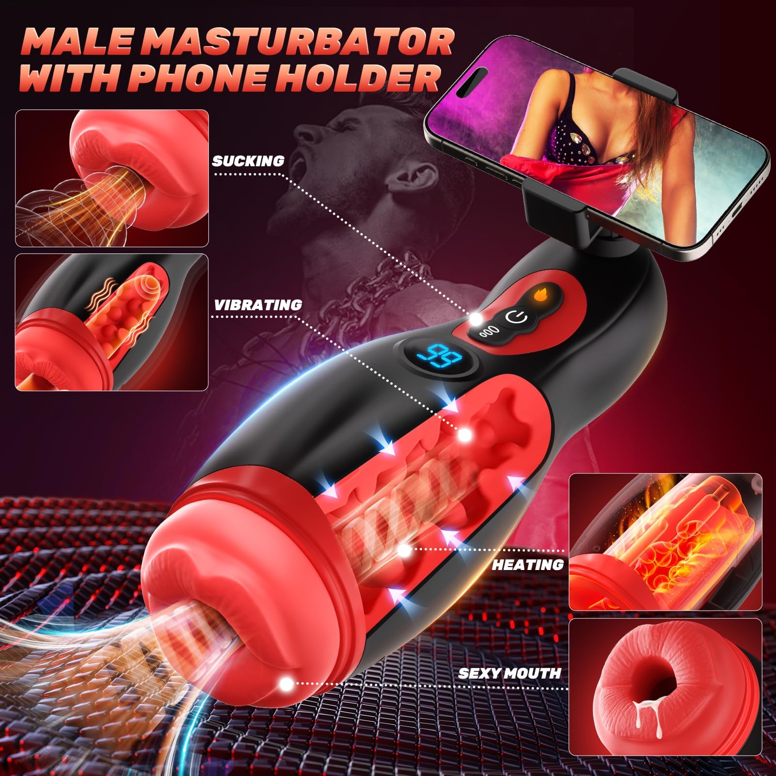 🔥Innovative design🔥portable male masturbator with a phone stand, 🖥️an immersive experience.