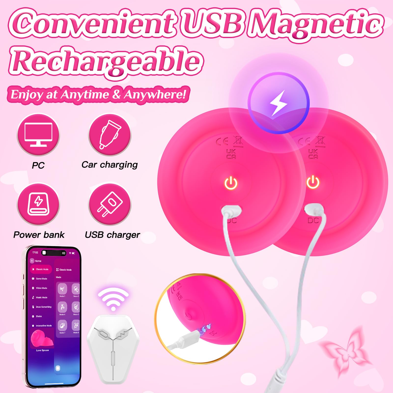 💗Wireless remote control + 📱APP control nipple massager, a must-have for women's breast care.