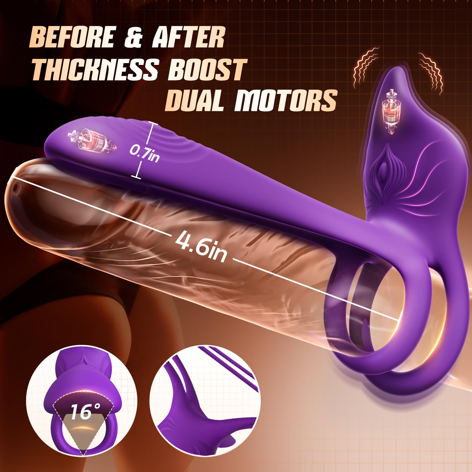 💥 Hot-selling 💥Double Cock Ring Vibrator, Fox Clitoral Stimulator