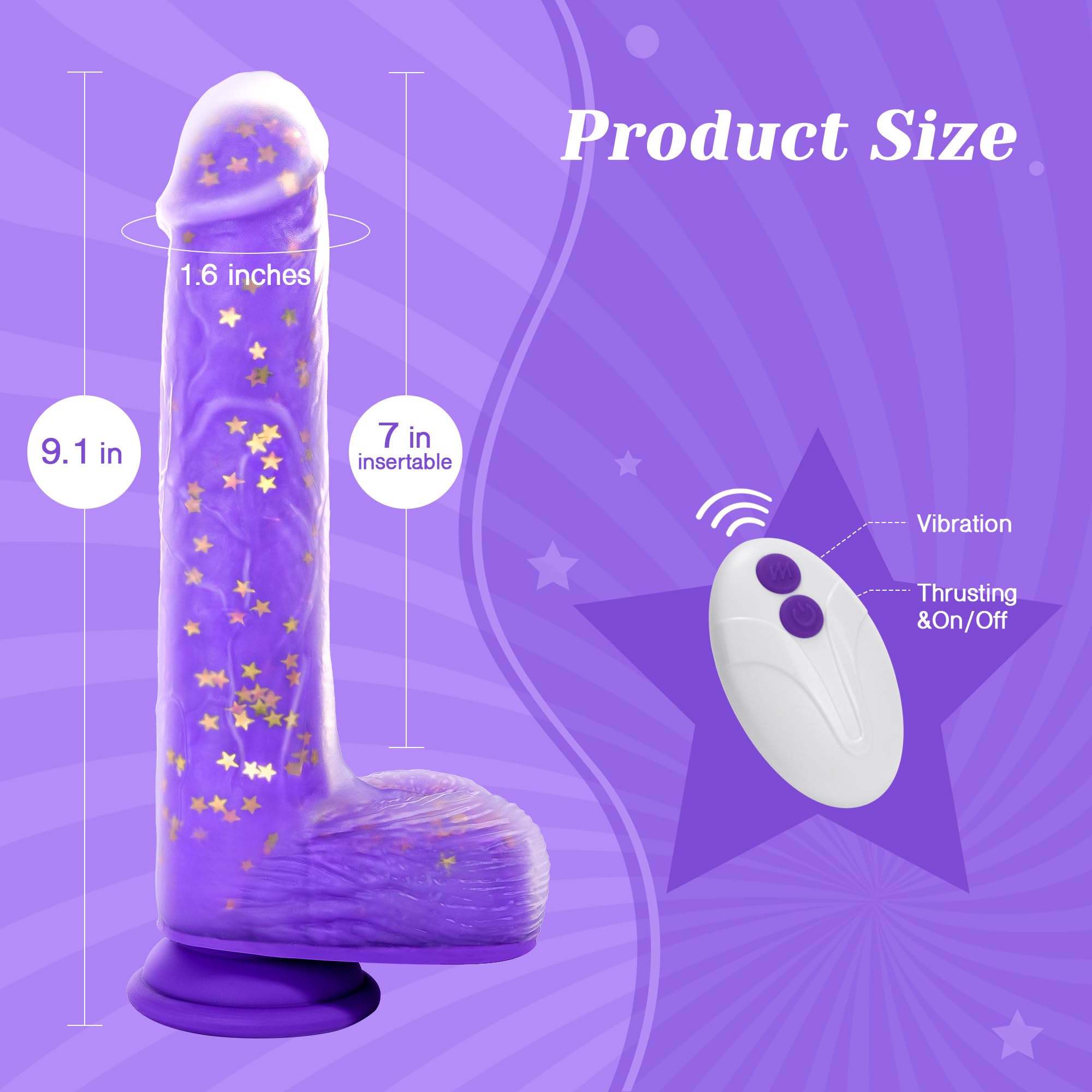 🔥Brand New Design🔥Fantasy Comes to Life with Amethyst Penis💜Thrust Heated Dildo Vibrator
