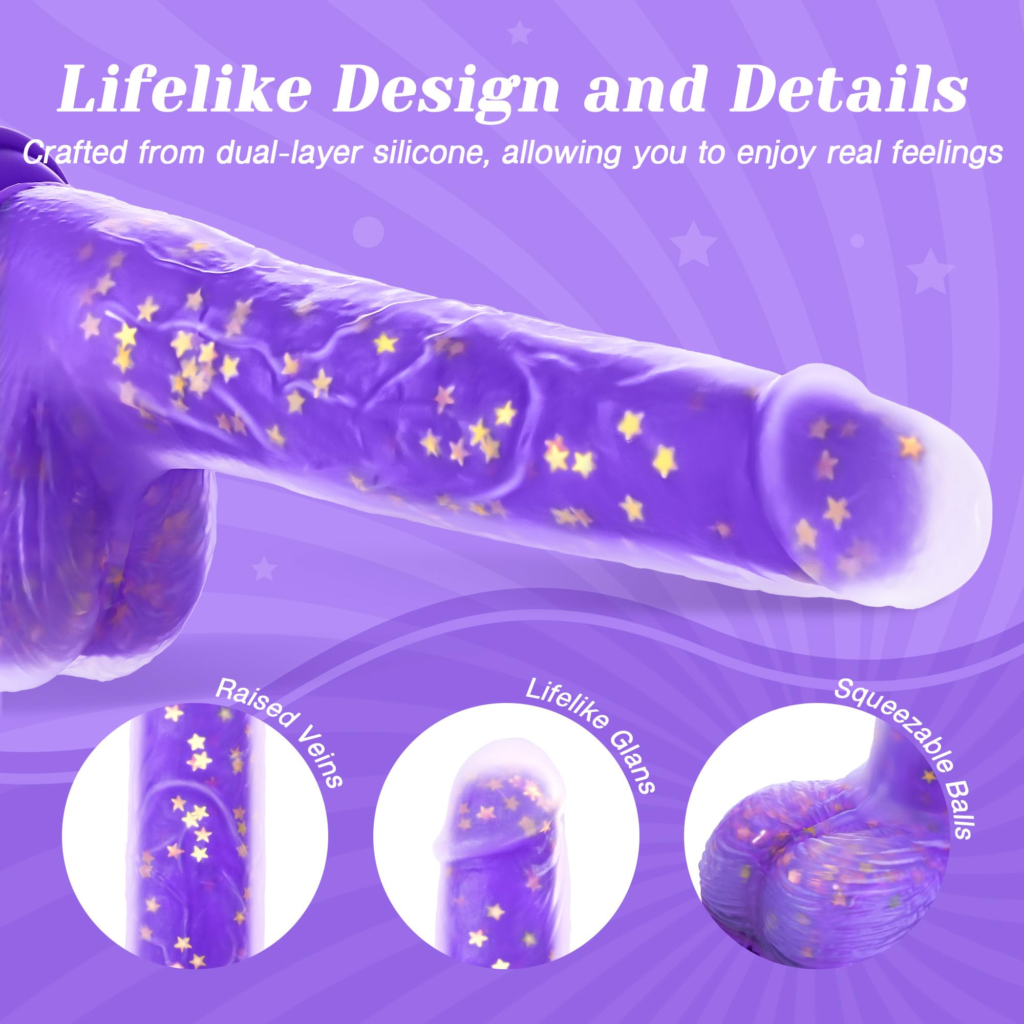 🔥Brand New Design🔥Fantasy Comes to Life with Amethyst Penis💜Thrust Heated Dildo Vibrator