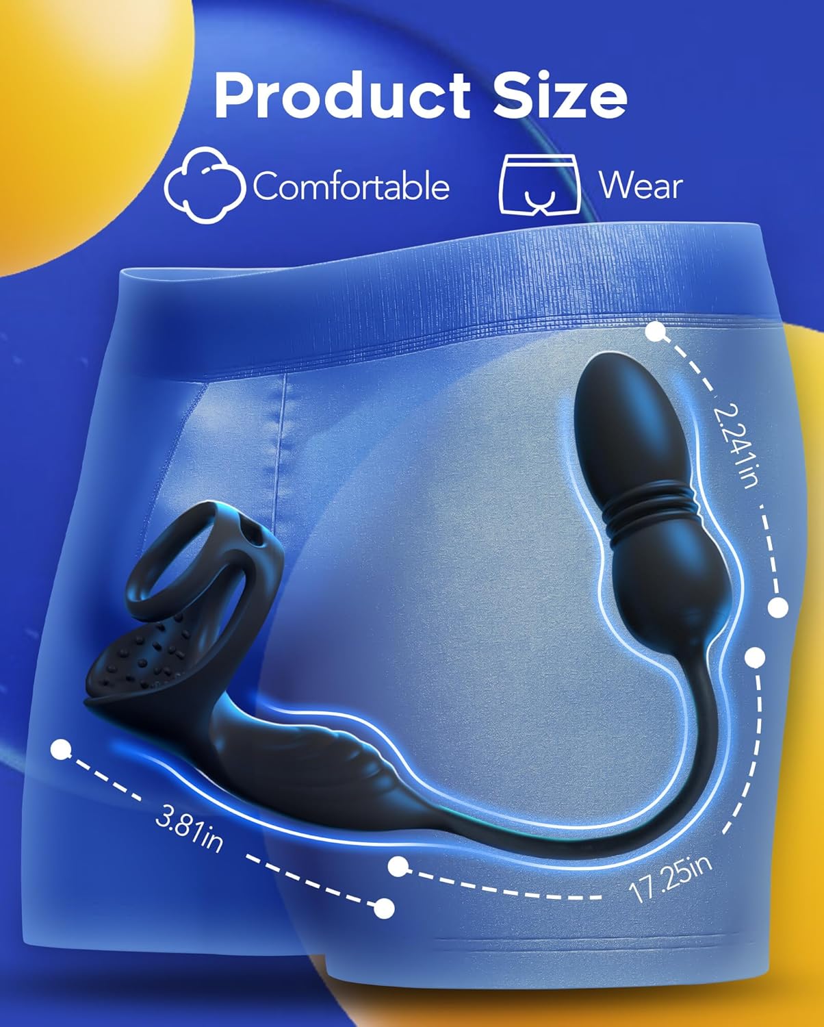 💥9 Thrusting & Vibrating Prostate Massager with Dual Cocking Rings Testicular Stimulator